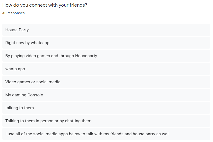 Survey answers: how do you connect with your friends?