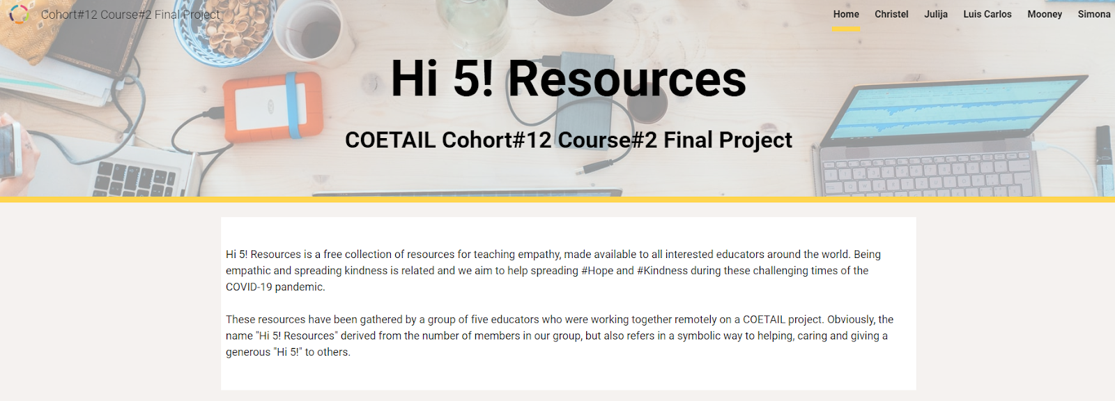 The Hi 5! Resources website, a COETAIL Cohort 12 final project