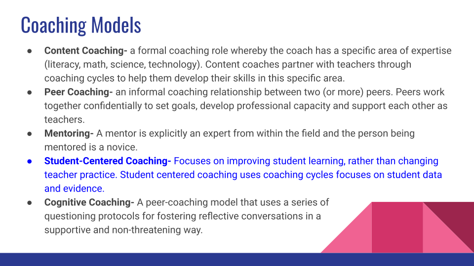 Slide: coaching models